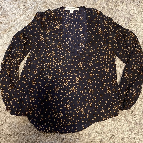 Lovers + Friends Tops - Lovers + FRIENDS Navy Blue Stars Long Sleeve Top